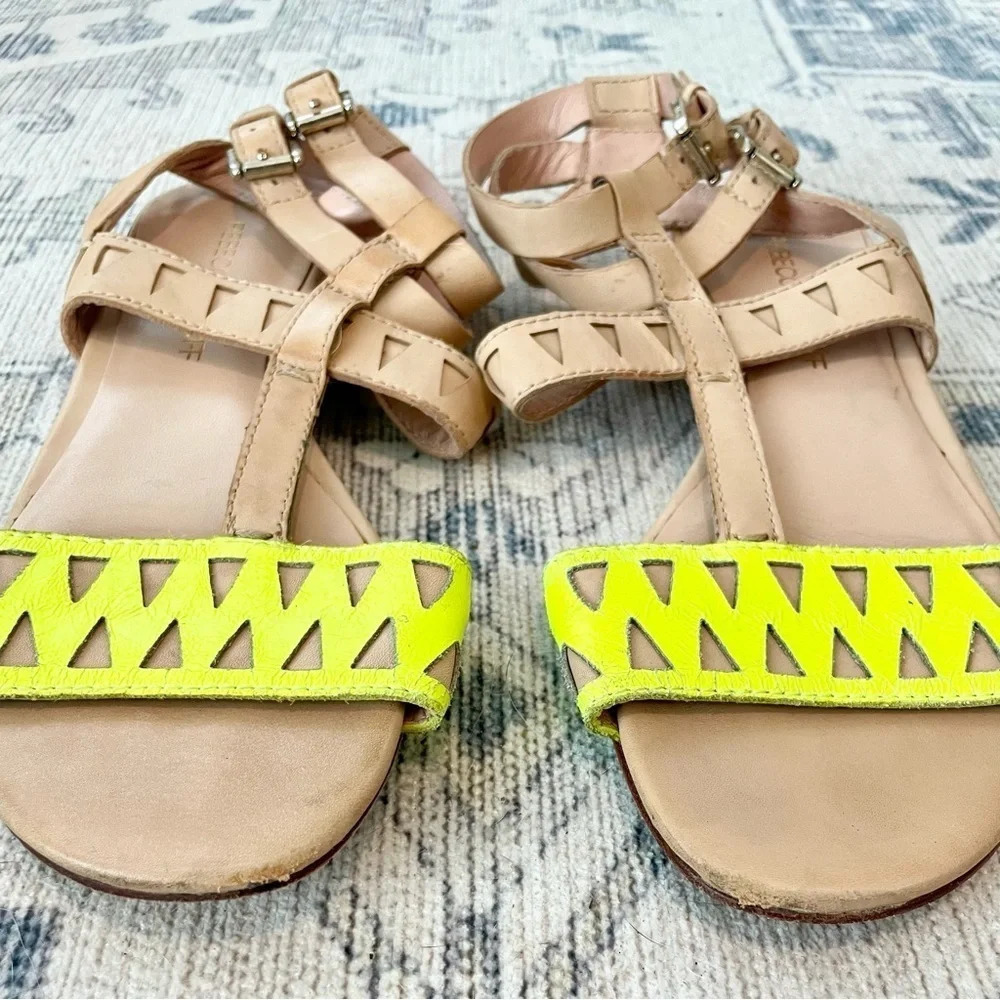 Rebecca Minkoff Nude Tan Gladiator Neon Aztec Sandals size 6 - Picture 2 of 4